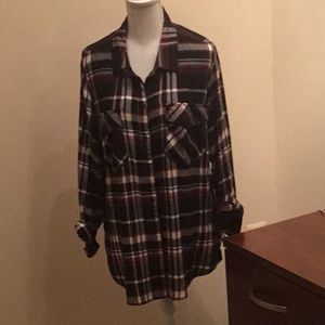 Sanctuary extra long plaid flannel shirt.